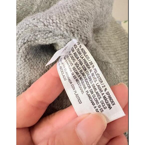 A New Day Gray Knit Sweater Dress Belted Mock Neck Long Sleeve Midi Size M NWOT - Picture 7 of 7